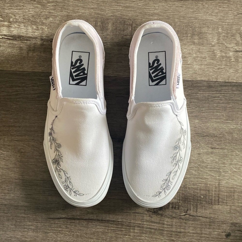 White Vans with floral detail